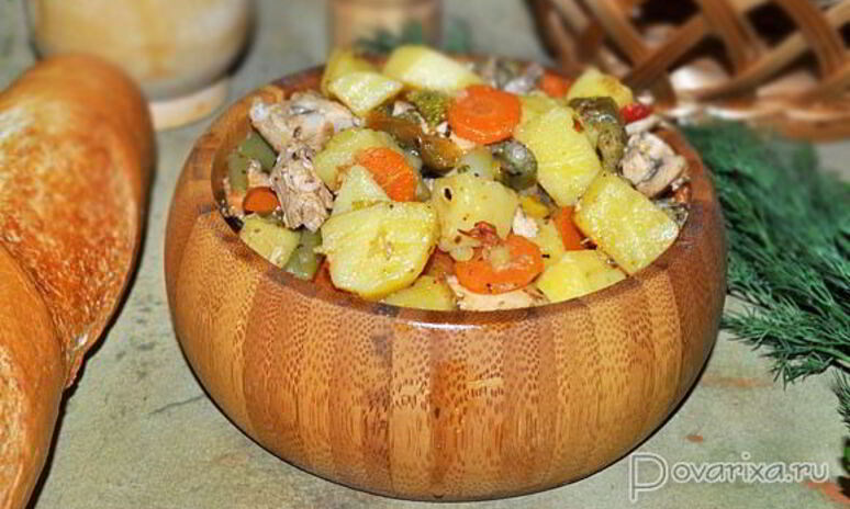 Рецепт куриное рагу с овощами