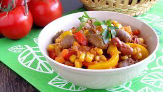 Рагу из куриных сердечек в мексиканском стиле