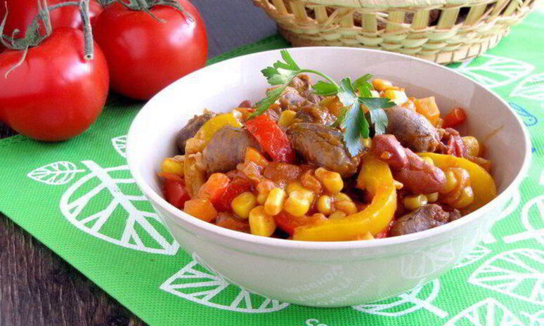 Рецепт рагу из куриных сердечек в мексиканском стиле