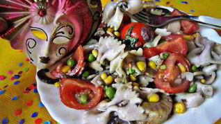 Рагу с морскими гребешками и пастой фарфалле Венецианский карнавал