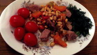 Рагу с соевыми бобами в чугунке