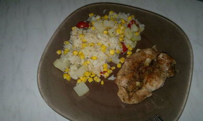 Рецепт рисовое рагу с овощами и запеченное бедро индейки в панировке из ржаной муки