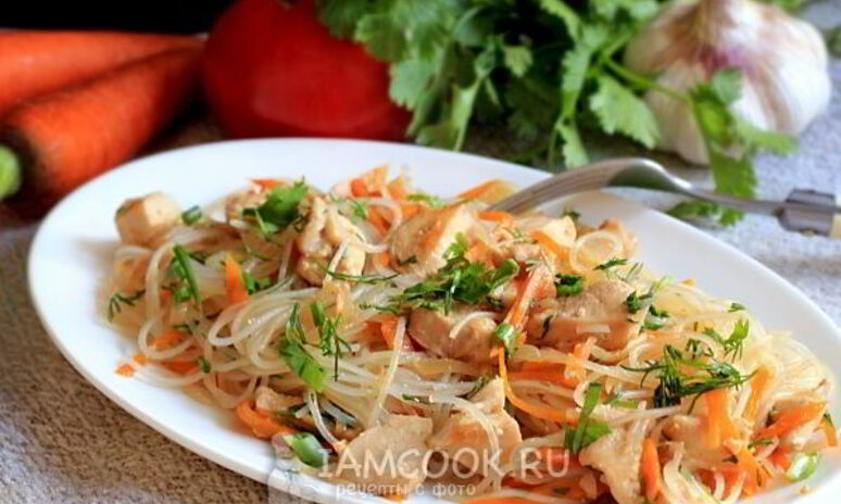 Рецепт рисовая лапша с курицей и морковью