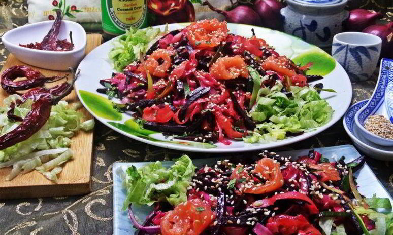 Рецепт рисовая лапша с рыбой и овощами