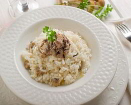 Ризотто с куриной печенью и белыми грибами