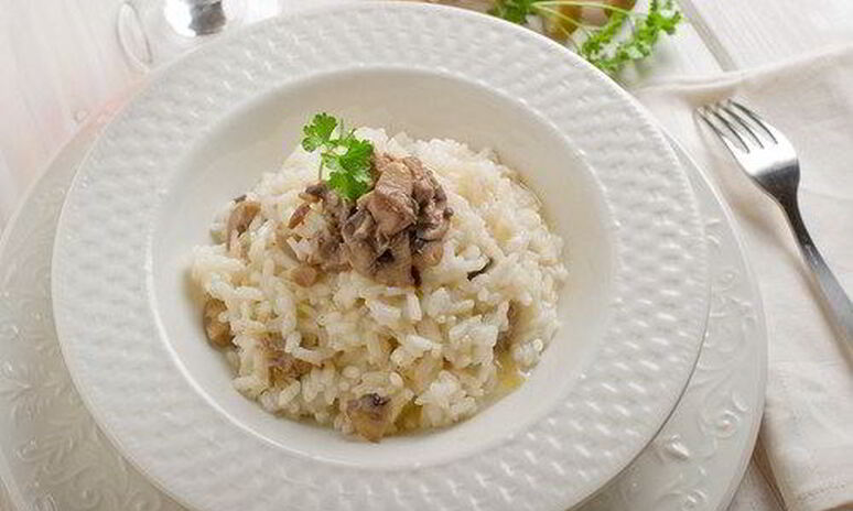 Рецепт ризотто с куриной печенью и белыми грибами