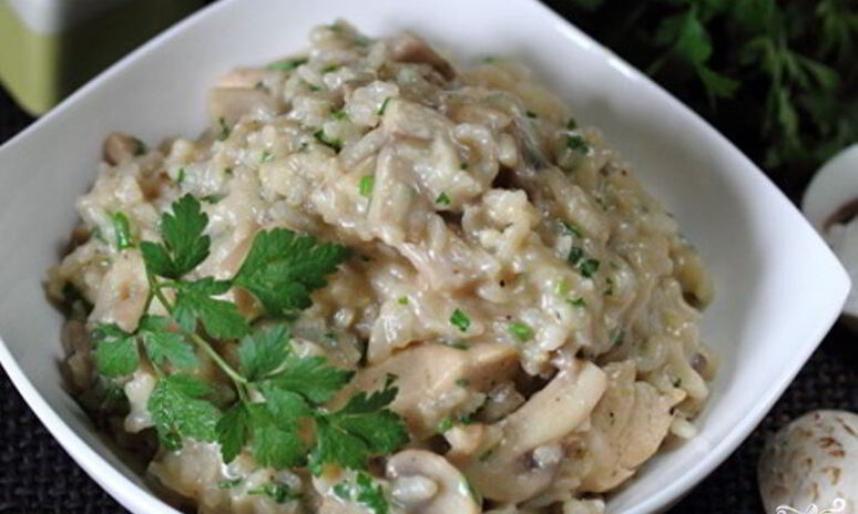 Рецепт ризотто с курицей и грибами