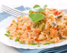 Ризотто с курицей и овощами