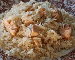 Ризотто с семгой и белым вином