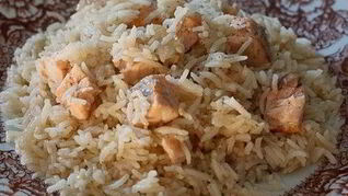 Ризотто с семгой и белым вином