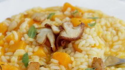 ризотто с тыквой и белыми грибами