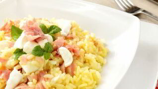 Ризотто с ветчиной и овощами