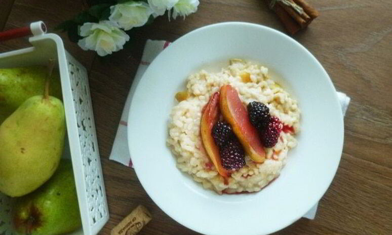Рецепт сладкое ризотто с томлеными фруктами