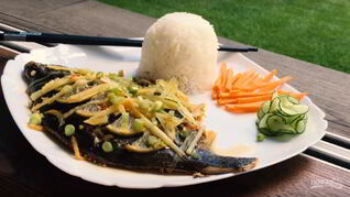 Камбала по-китайски на пару