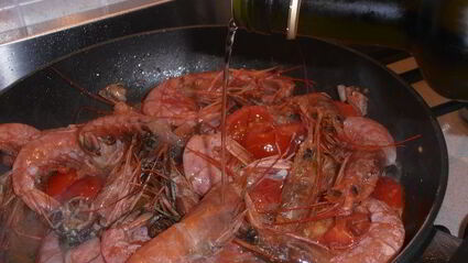 креветки в белoм винe