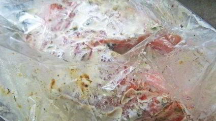 лосось в сливках и помидоры-гриль