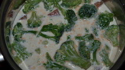 семга с голубым сыром и брокколи