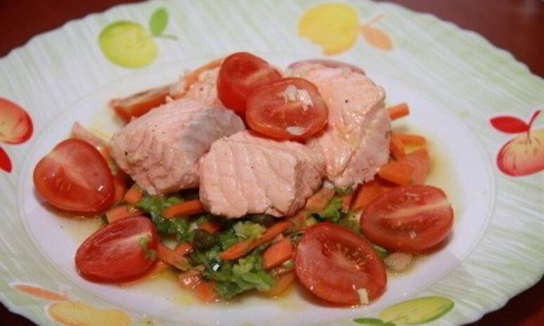 Рецепт семга с морковным салатом