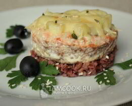 Семга запеченная с ананасом и сыром