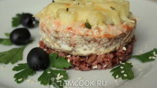 Семга запеченная с ананасом и сыром