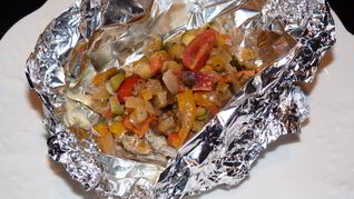 Треска с овощами в фольге
