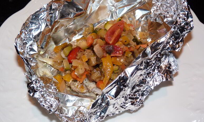 Рецепт треска с овощами в фольге