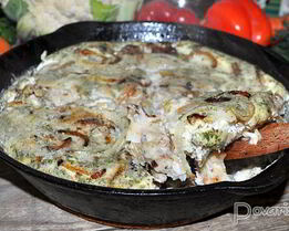 Треска, запеченная в омлете