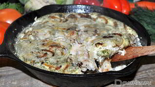 Треска, запеченная в омлете