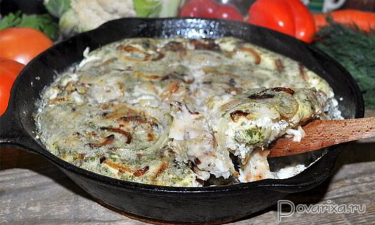 Рецепт треска, запеченная в омлете