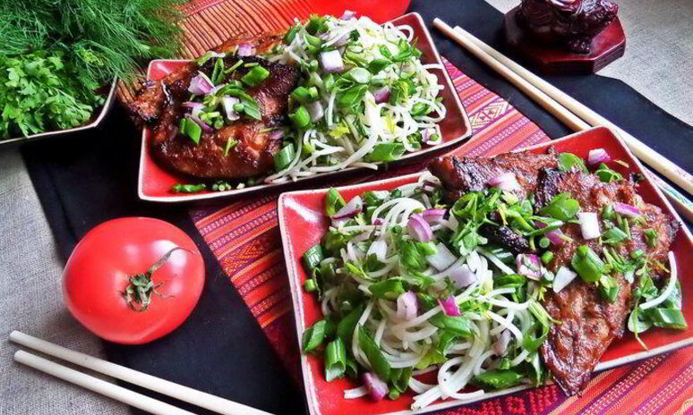 Рецепт запеченная скумбрия с японской лапшой