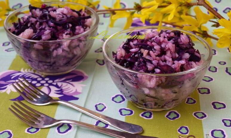 Рецепт салат-гарнир из краснокочанной капусты и риса