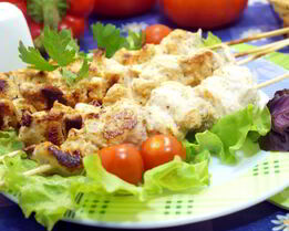 Куриные шашлычки на шпажках в духовке