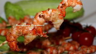 Шашлычки из креветок с кунжутом