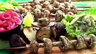 Шашлык грибы в сметане