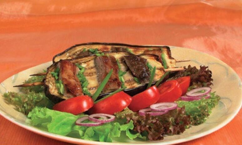 Рецепт шашлык из баранины в баклажанах