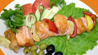 Шашлык из рыбы осетра