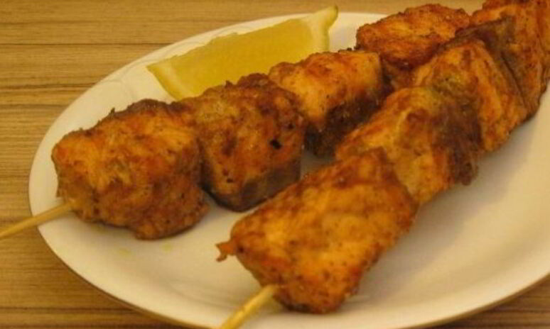 Рецепт шашлык из семги на сковороде