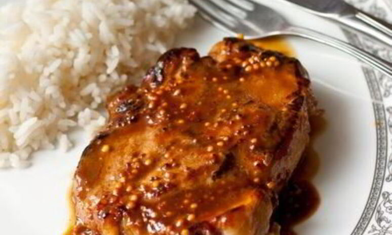 Рецепт стейк из свинины с апельсиново-горчичным соусом