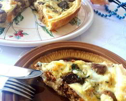 Киш с тефтелями, тыквой и сыром Дор блю