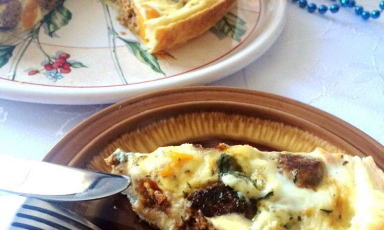 Рецепт киш с тефтелями, тыквой и сыром дор блю