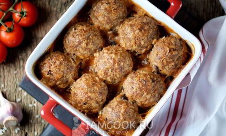Рецепт тефтели с рисом в духовке с подливкой