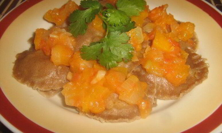 Рецепт ржаные вареники с тыквой на пару, постные