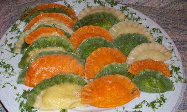 Рецепт цветные вареники с семгой