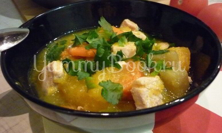 Рецепт легкое жаркое с тыквой и индейкой