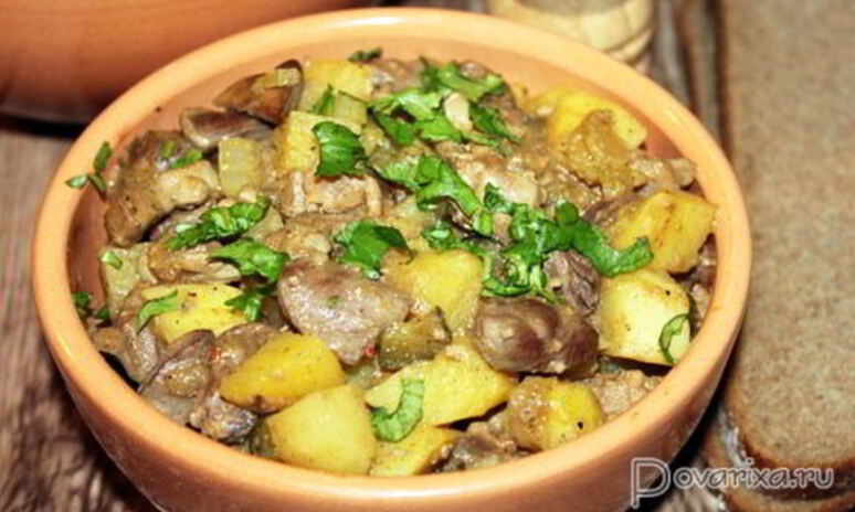 Рецепт жаркое из куриных потрошков