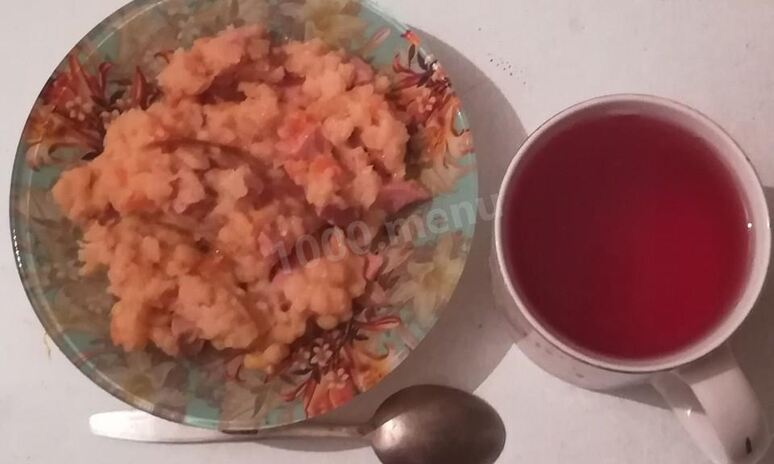 Рецепт гороховая каша с колбасой