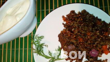 гречка в казане с печенью