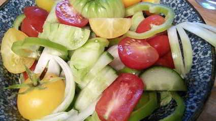 острый помидорный салат с курицей