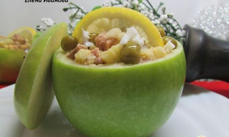 Рецепт салат из печени трески с яблоком