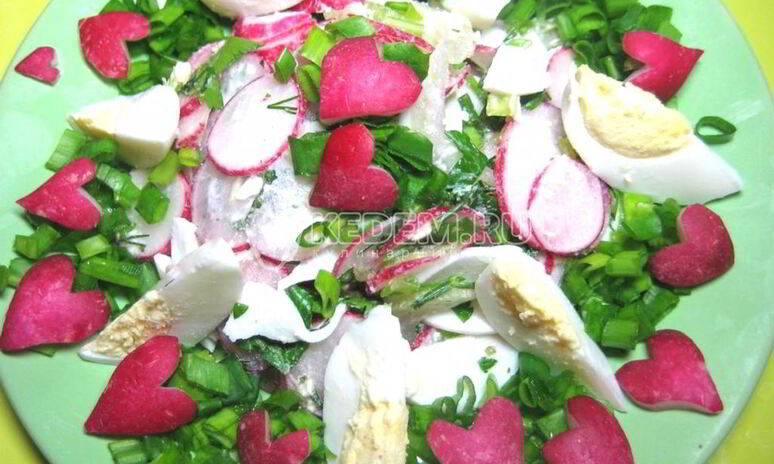 Рецепт салат из редиса с яйцом и зеленью